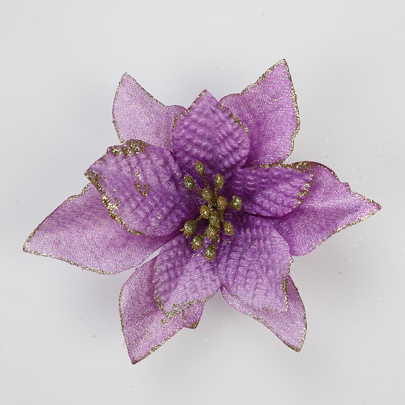 10pc Big Flower Head Glitter Christmas Tree Ornament