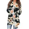 Женский кардиган с длинным рукавом спереди и принтом на Хэллоуин, легкая куртка