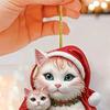 Yousheng Рождественский кулон 2D акриловый кот в рождественской шапке шарм подвеска для автомобиля украшение для создания праздничной атмосферы