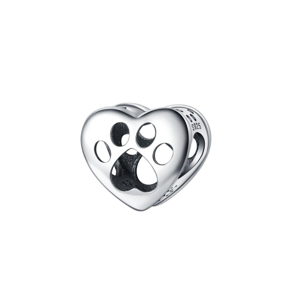 Shiny Zircon Puppy Wolf Charms Dog Claw Bones Clip Beads Safety Chain Pendant Fit Bracelet Women DIY 925 Silver Jewelry