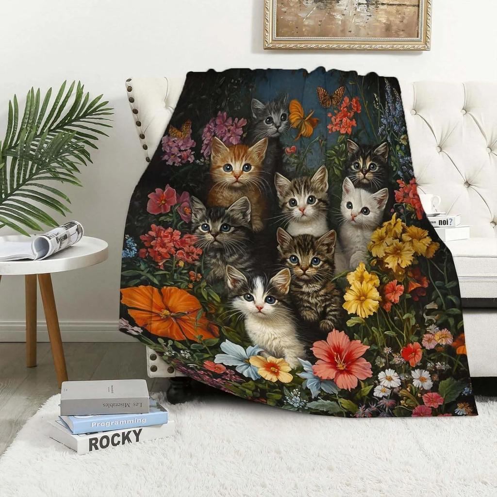White Tiger Throw Thin Blanket Animals Printed Lightweight for Couch Home Decor Gift for Lion Tiger Elk Bears Dogs Cats Lovers
