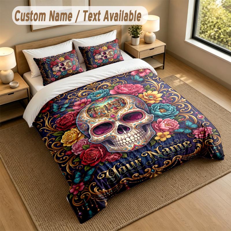Decorative Artwork Theme Personalized 3Pcs Bedding Set Custom Text & Name 1 Sheet 2 Pillowcases Household Bedding 1pc