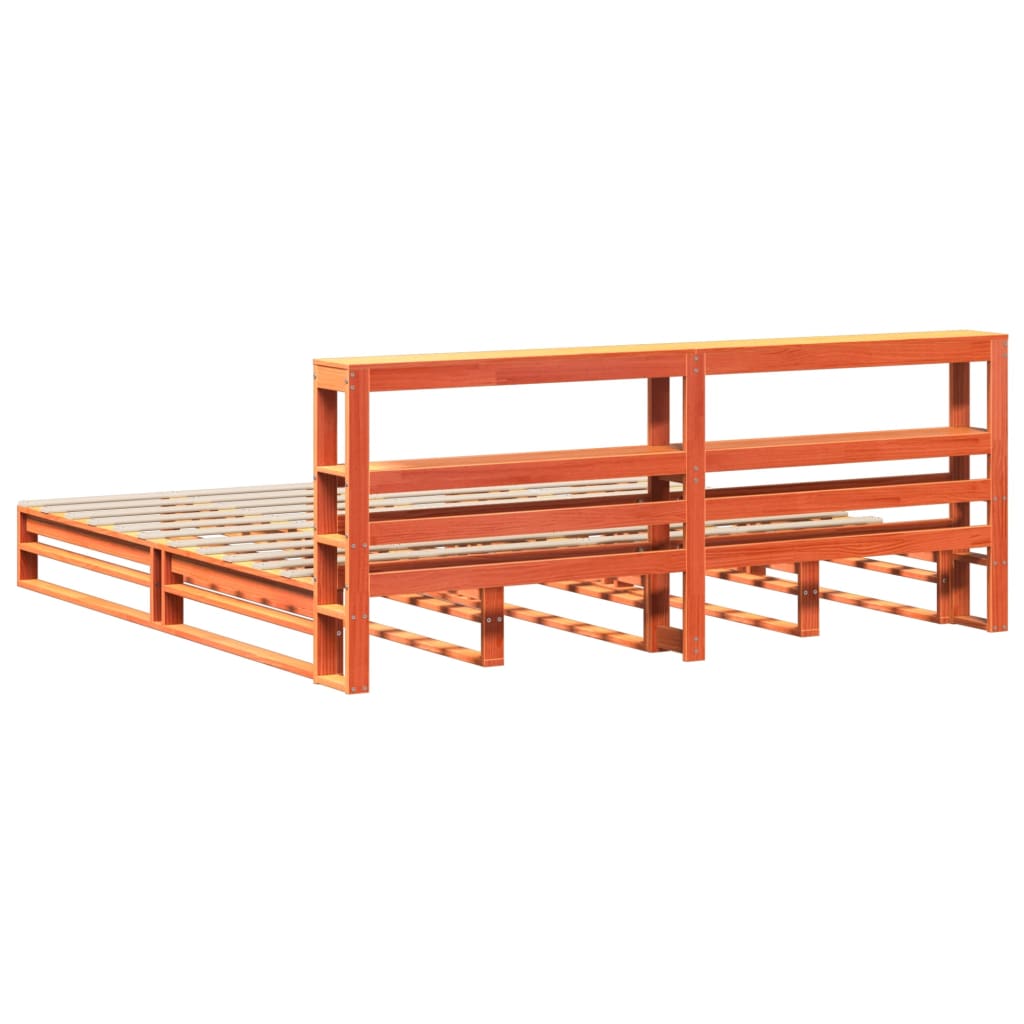 Solid Wood Bed without Mattress Wax Brown 200x200 cm Pine Wood