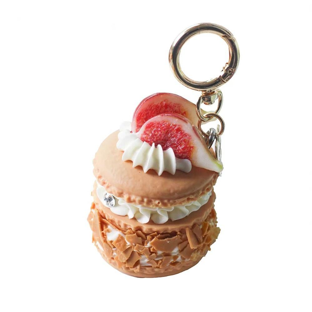 Simple Funny Fruit Dessert Pendant Simulation Food Keyring Fashion Cake Keychain  Best Friend Gift