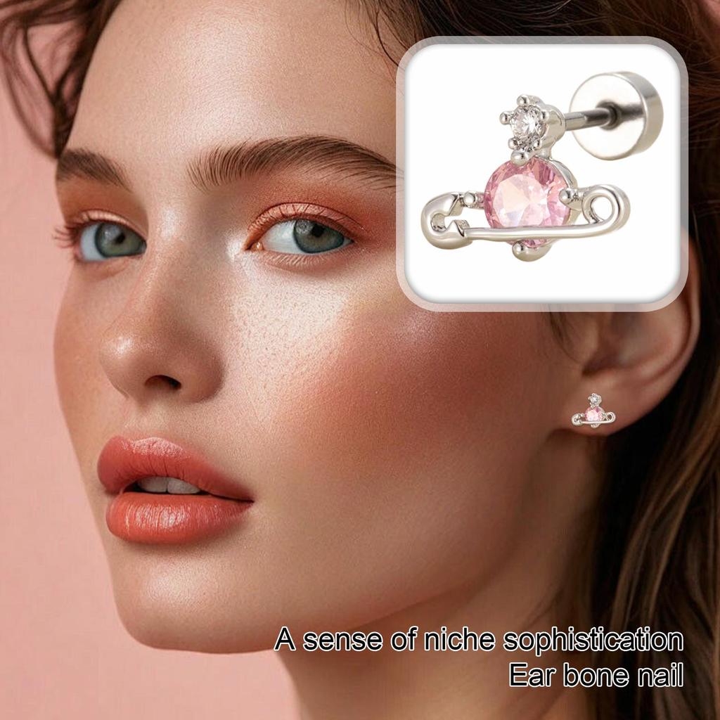 Серьги-пусеты в виде булавки Сатурн - Двусторонний винтовой стержень, Уникальные высококачественные серьги для хряща из титановой стали для молодых девушек