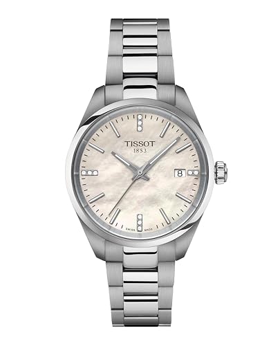 Кварцевые часы Tissot PR 100, 34 мм, T1502101111600, Унисекс, Белый, Циферблат из перламутра
