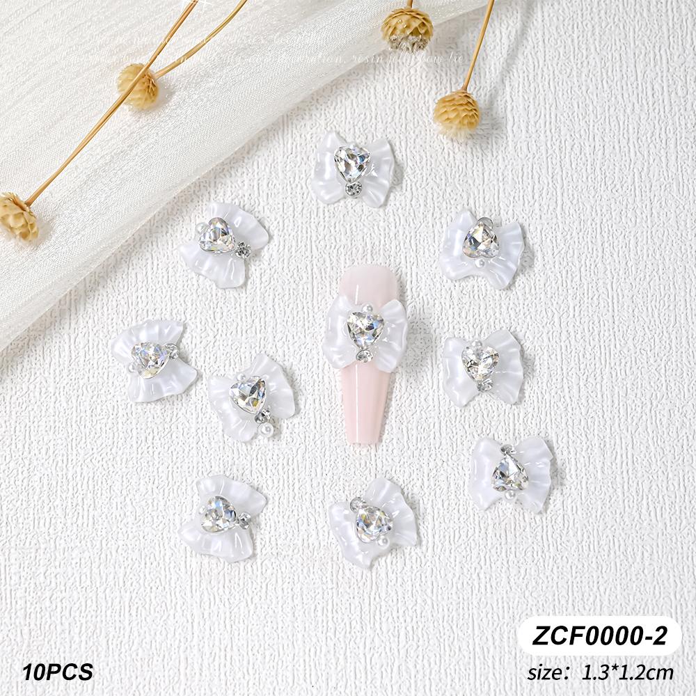 10pcs Sailor Warrior Moon Nail Charm 3D Shiny Japanese Bowknot Diamond Gem Nail Rhinestones Crystal Heart Design DIY Nail Parts