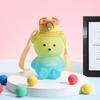 800 мл пластиковая бутылка для воды Kawaii Bear с соломенным портативным ремешком, милые детские бутылки, чашка для чая с пузырьками молока