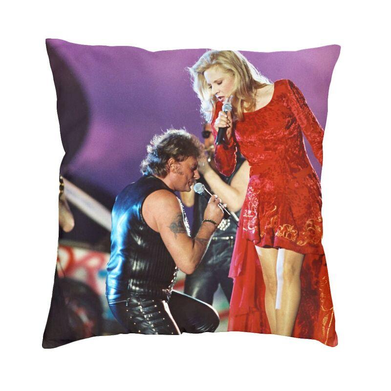 Fashion Johnny Hallyday Cushion Cover x Soft Singer French France Pillow Case for Car Square Pillowcase Home Decorative