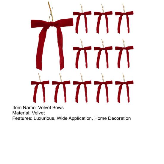 12 шт. рождественские бархатные банты, красные ленточные бархатные банты с золотыми завязками для украшения рождественской елки, гирлянды