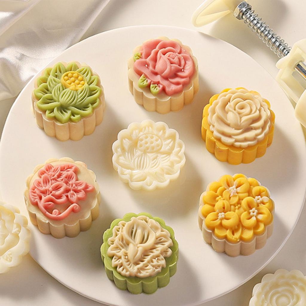 Праздник середины осени Форма для лунных пряников в форме цветка Штампы для печенья DIY Ручной пресс Формочки для десертов