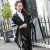 Women's Hooded Cape Shawl: Warm Autumn/Winter Tassel Slit, Two-way Imitation Cashmere Scarf