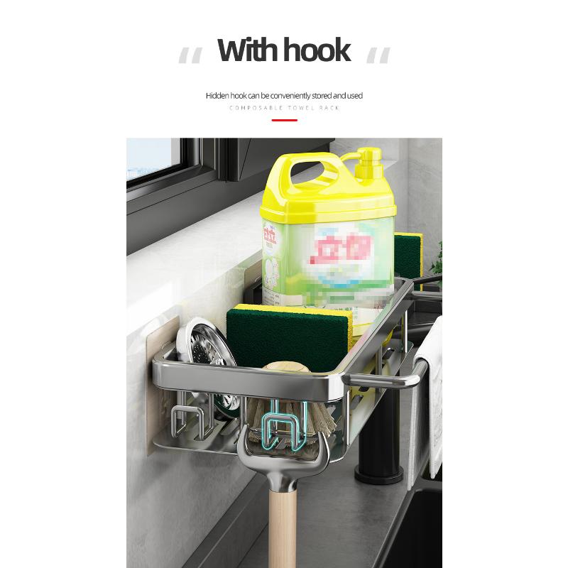 Органайзер для кухонных аксессуаров, держатель для кухонной раковины, органайзер для аксессуаров для ванной комнаты, металлическая полка без перфорации, полка с высокой несущей способностью