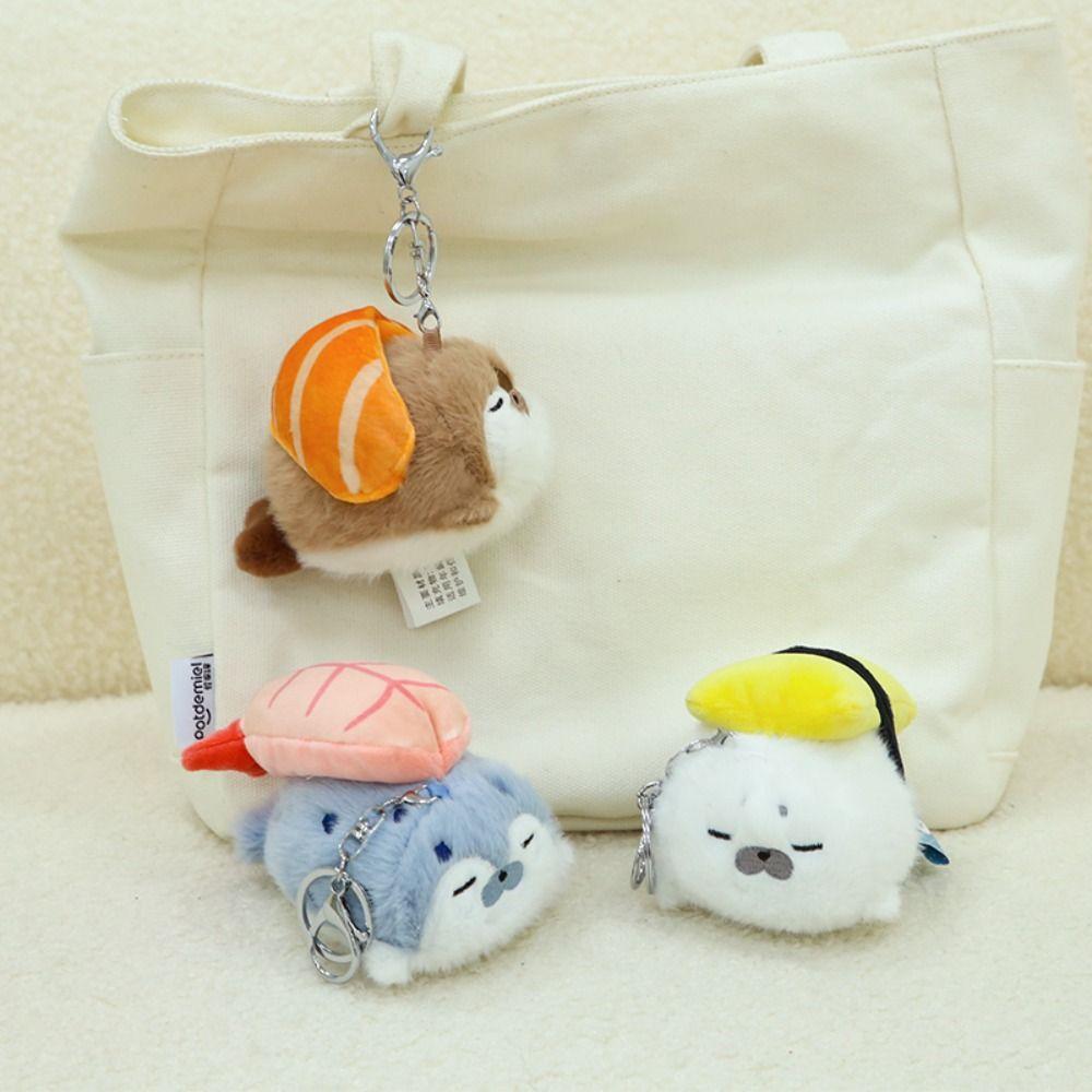 Stuffed Animal Seal Plush Keychain Simulation Sushi Seal Pendant Sea Otter Doll  Birthday Gift