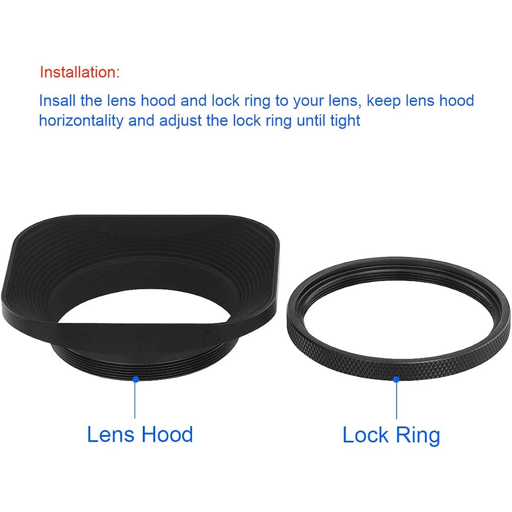 Haoge LH-E2T 49mm Square Metal Screw-In Lens Hood with Cap is compatible with Sony RX1, RX1R, RX1RII cameras and Sony E 20mm f2.8, 28mm f2, 30mm f3.5,