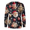 Женская повседневная мода с рождественским принтом, длинный рукав, круглый вырез, пуловер, топ, блузка, свитшот