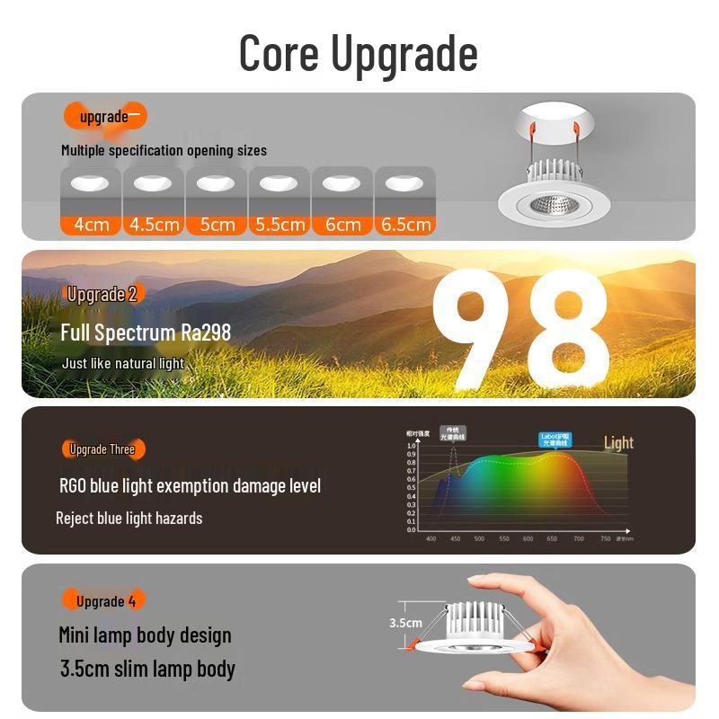 3 Вт/5 Вт Светодиодный Маленький Встраиваемый Светильник, Отверстие 4-6 см, COB Прожектор для Гостиной и Винного Шкафа