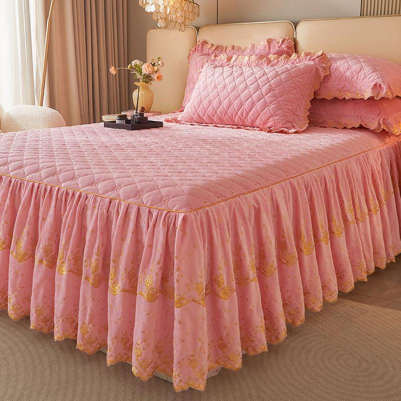 Комплект из 3 предметов современного роскошного макраме-подзора, однотонный всесезонный универсальный нескользящий комплект постельного белья (Подзор для кровати *1+ Наволочка*2, без сердцевины)