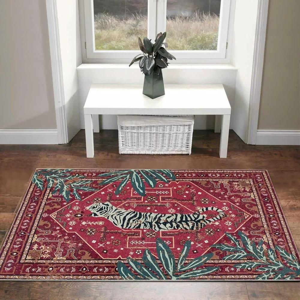 Boho Vintage Tiger Tropical Jungle Area Rugs Accent Oriental Carpet for Bedroom Kitchen Living Room Indoor Entrance Doormat