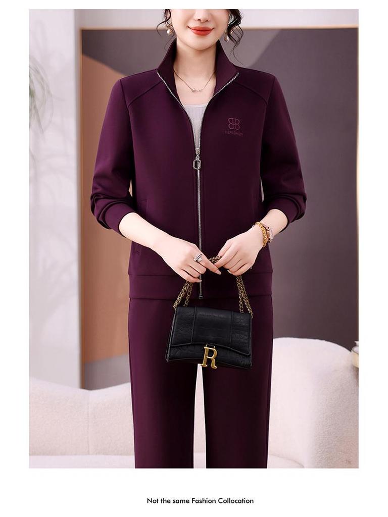 Женский модный костюм-двойка: Куртка с длинным рукавом и брюки широкого кроя для весны и осени
