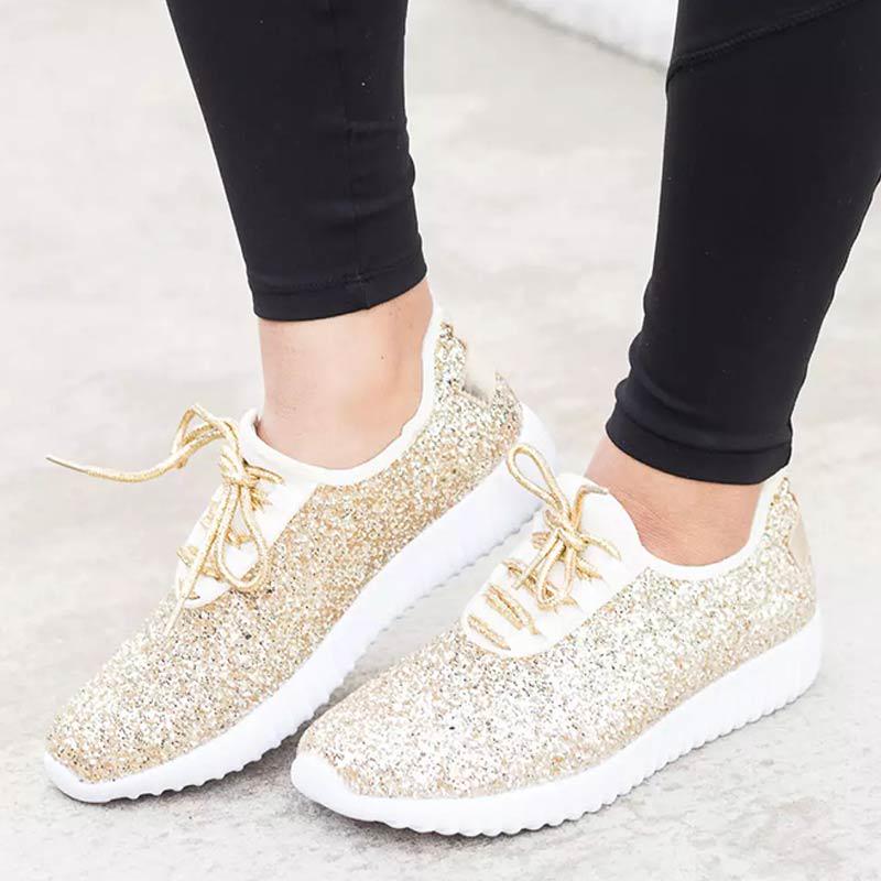 Женские балетки Bling Sliver Glod женские кроссовки 2019 Новые Basket Chaussures Femme Большие размеры Плоские женские повседневные туфли rgt5