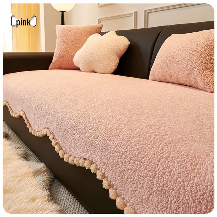 Нескользящий чехол на диван из шерсти ягненка: Толстая, цельная подушка для осени и зимы