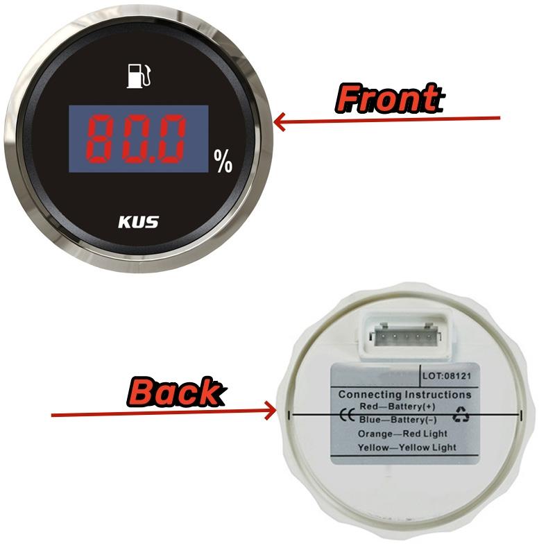KUS 0-100% Digital Fuel Gauges 52mm 240-33ohm Input Signal Fuel Level Meters 0-190ohm European Standard Instrument for Car Ships