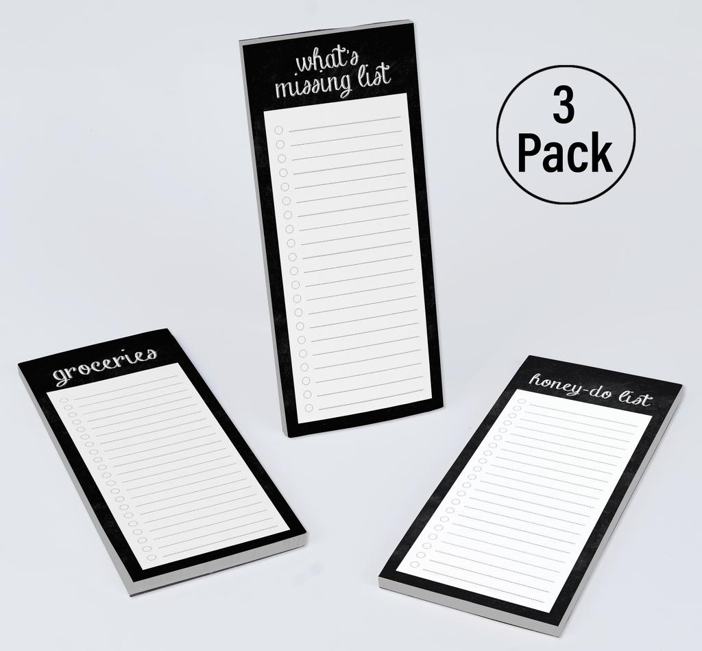 Inkdotpot Pack of 3 Magnetic Fridge To-Do List Notepads- Magnetic Memo Pads For Refrigerator- (50 Sheets