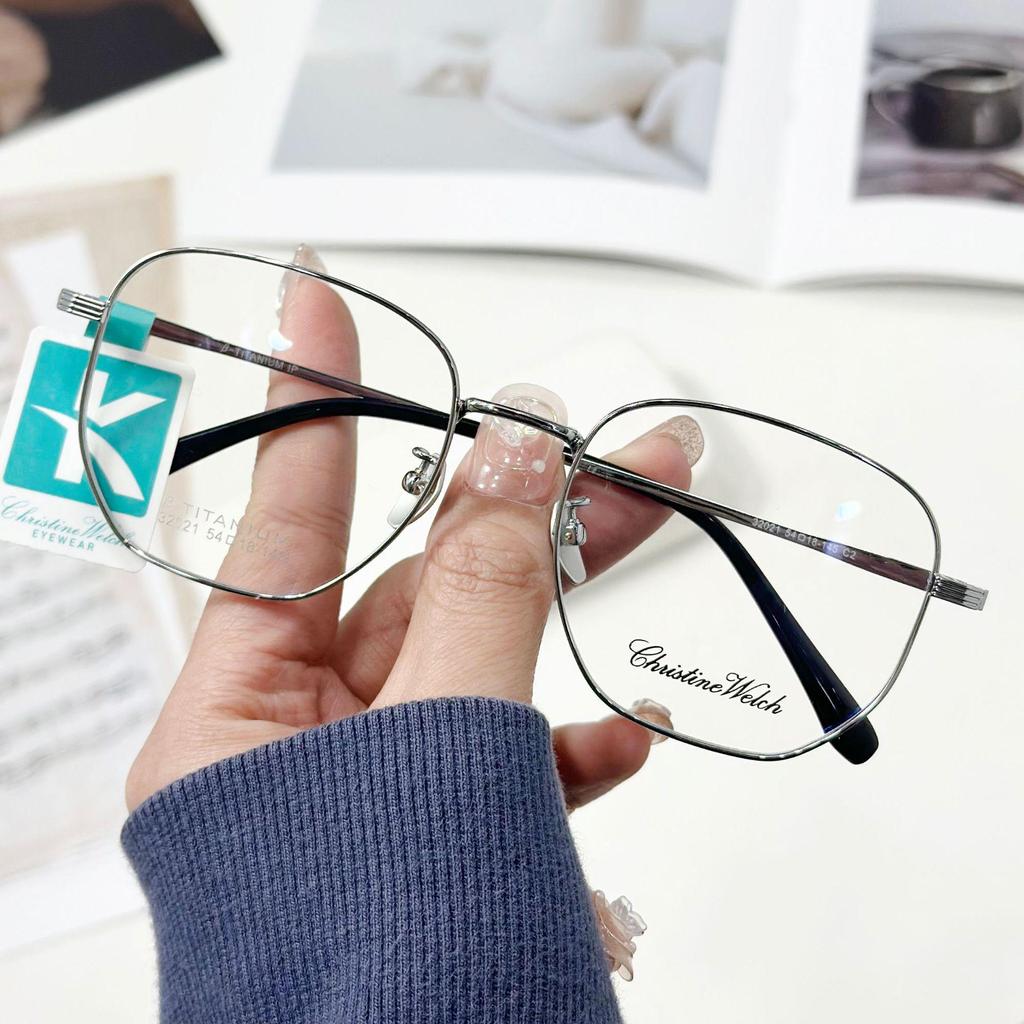 Ultralight Semi-Titanium Myopia Eyeglass Frames, Retro Style, Prescription-Fittable for Men & Women, Suitable for Large or Round Face.