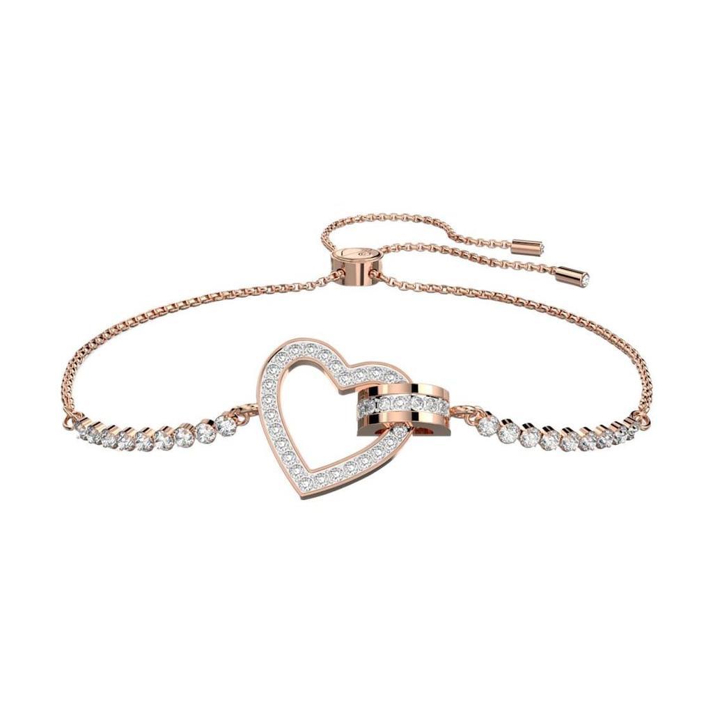 Swarovski Lovely Series Rose Gold Heart Interlocking Diamond Bracelet Women bracelet 5636443