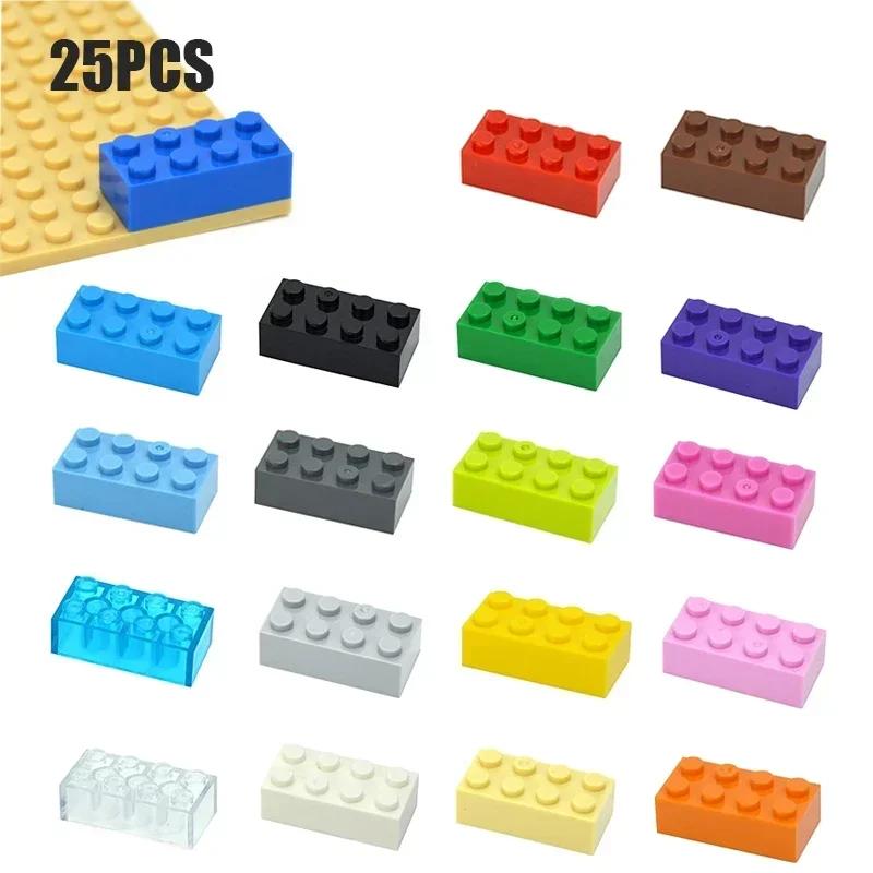 DO IT YOURSELF Plastic Material Construction Bricks Figures 25pcs Thick Blocks 2x4 Dots Dimension Works With featuring 3001 Learning Creativity Toy