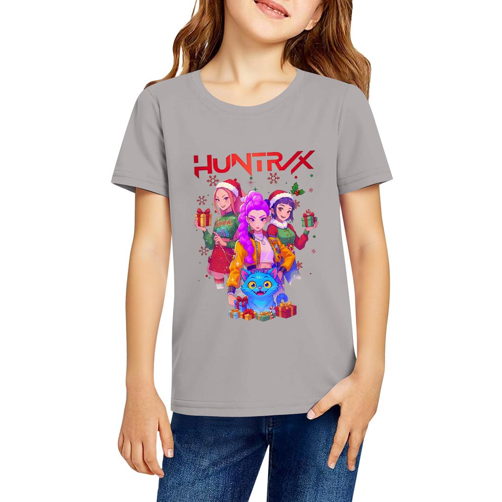 Fashionable Round Neck Short Sleeve Work Clothes Printed Tops For KID Summer Tops