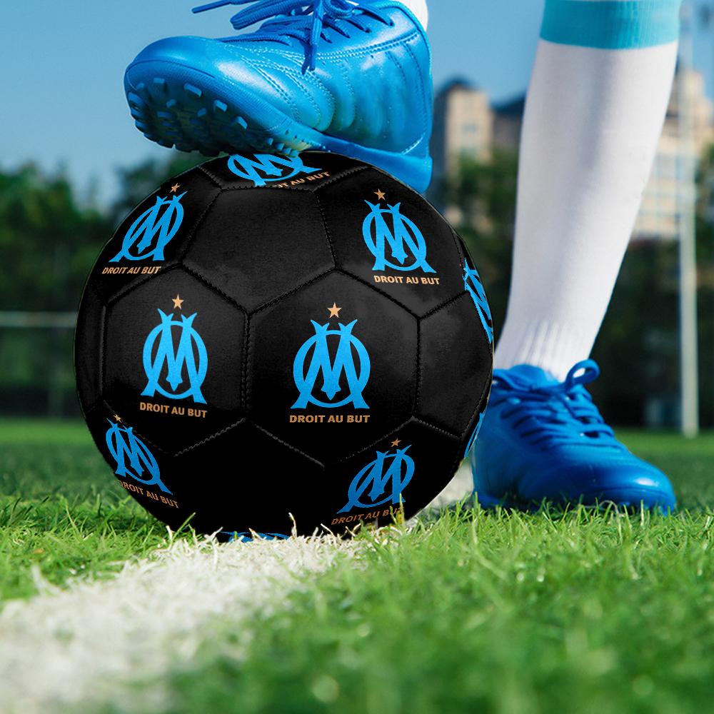 Olympique de Marseille Soccer Ball, colorful, suitable for all ages, machine-stitched, PVC material, competition grade, durable and high bounce
