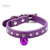 SLP PET GOODs Adjustable Dog Crystal Crystal Stone Bell Collar Rivets Faux Leather Neck Strap