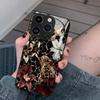 Ретро леопардовый принт контрастный цветок стеклянный чехол для iPhone16pm Apple 17pm популярные европейские и американские модные женские модели