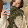 New 2025 Red Plaid Scarf Women's Shawl Scarf Winter Thickened Warm Imitation Cashmere Plaid Scarf