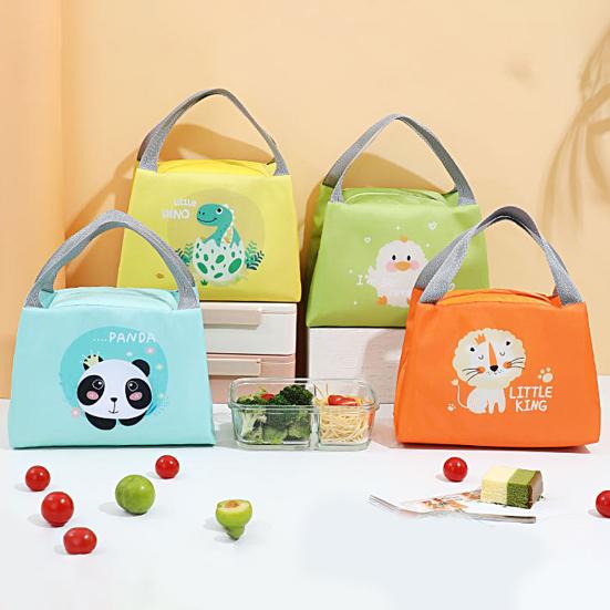 Lunch Bag High Capacity Waterproof Insulated Cartoon Pattern Smooth Zipper Keeping Warm Cold Fine Sewing Leakproof Thermal Bento Tote for Picnic