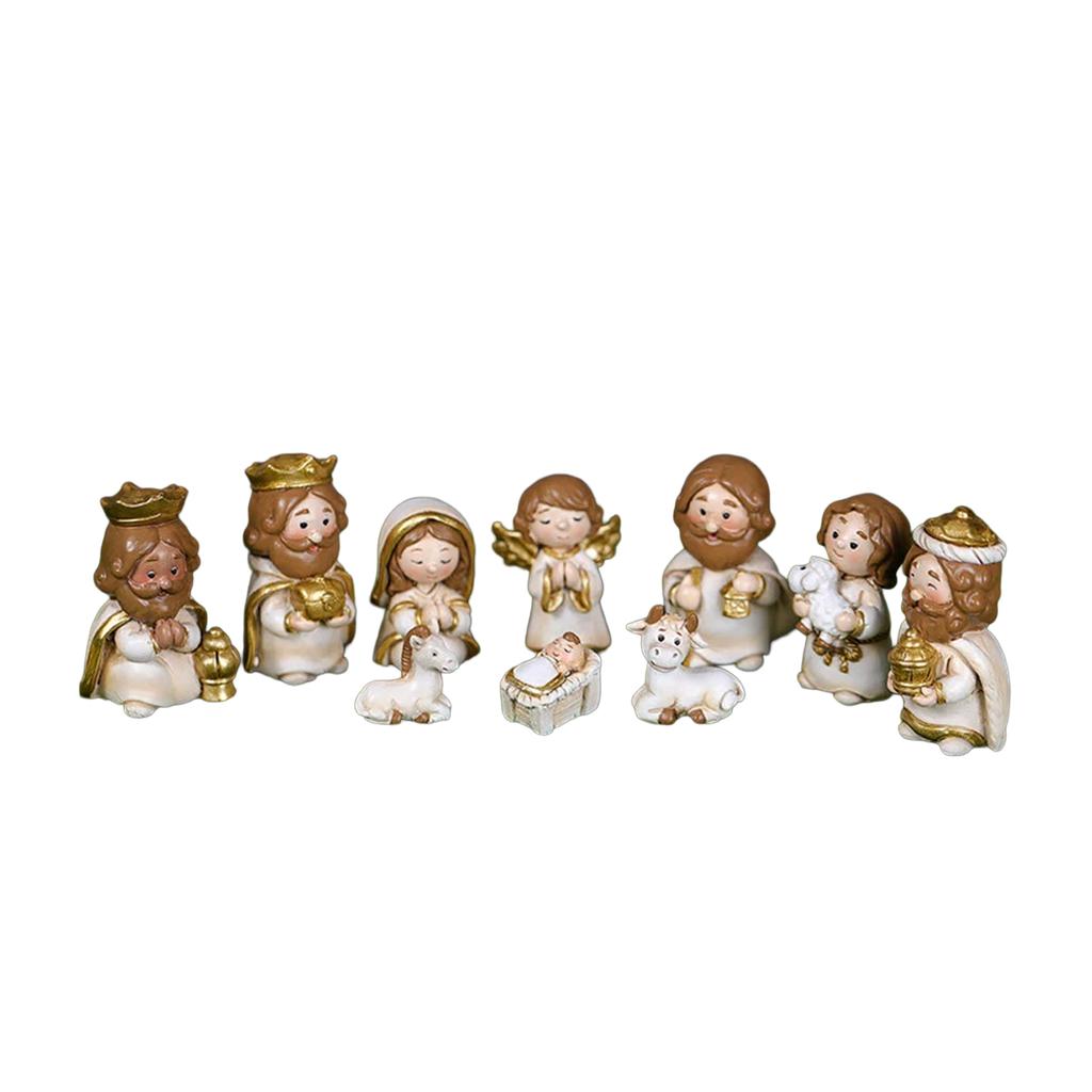 Christmas Manger Scene Figurine Set Cartoon Nativity Characters Decorative Ornament For Holiday Home Decoration And Gift Giving