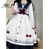 Japanese Style Sweet Cute Lolita Dress Lantern Sleeve Bow Double Layer Design Sense Lolita Dress