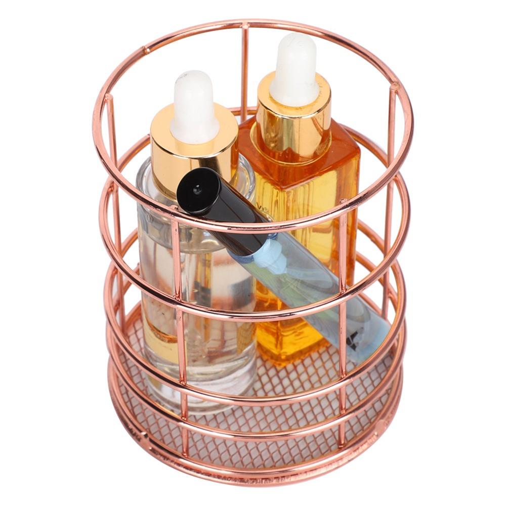 2Pcs Rose Gold Desktop Storage Basket Hollow Design Storage Container Decorative Pen Holder Desktop