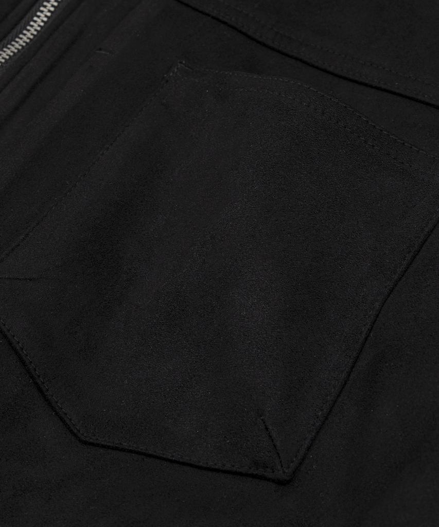 LETTERCOMO Укороченная куртка из замши с воротником-стойкой Черная