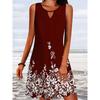 QICED Spring Summer Women's Loose Printed Long Sleeve Design Floral Sleeveless Dresses