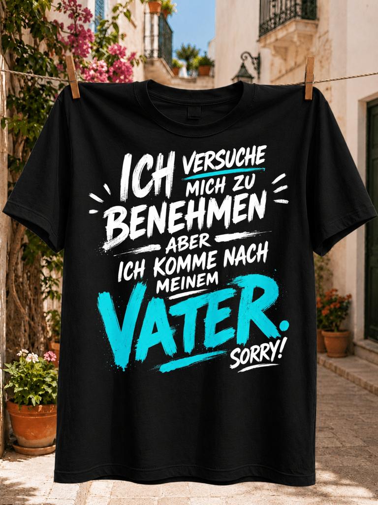 Trying To Behave But I Take After My Father Gerunisex Quote Graphic Turquoise Brush Lettering Family Unisex All Tshirt