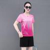 Женский быстросохнущий спортивный костюм из ледяного шелка на лето — топ с короткими рукавами и шорты для настольного тенниса, бега, тренировок по бадминтону и фитнеса.