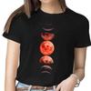 Plus Size New Funny Moon Print T Shirt Unisex White and Black Shirts Fashion Round Neck Short Sleeve T-Shirt Summer Tees