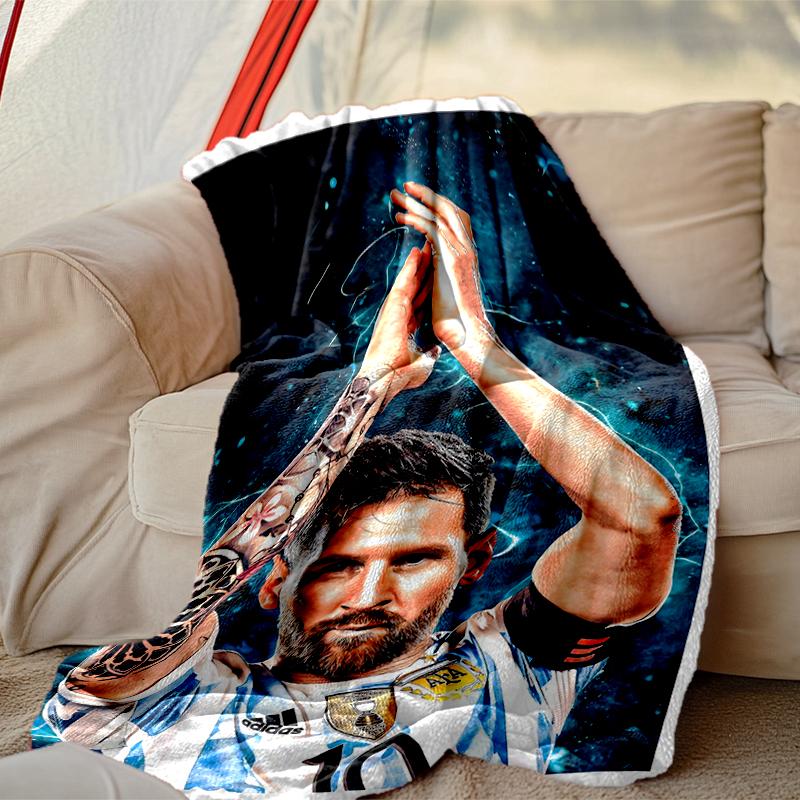 Football Star Messi Blanket Lightweight Print Throw Blanket For Couch, Bed, Car, A Heartfelt Gift for Your Family and Friends