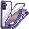 Прозрачный чехол для телефона Samsung A57 A57-5G Полностью закрывающий Разблокировка по отпечатку пальца Магнитная фиксация MagSafe Трехзащитный Наружный чехол
