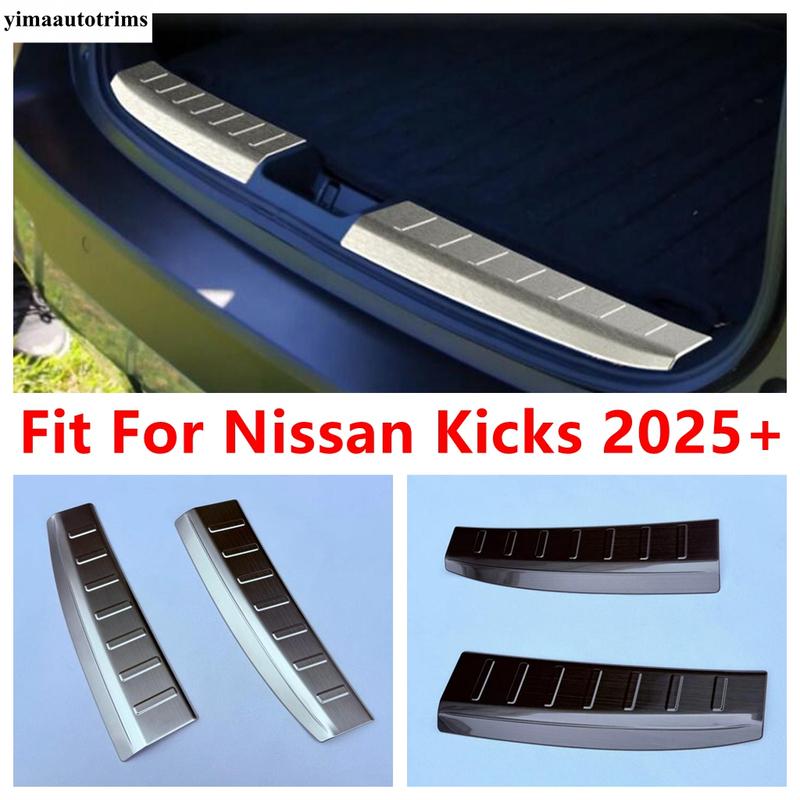 Rear Trunk Bumper Door Sill Guard Plate Anti-Scratch Protector Cover Trim Stainless Steel Accessories For Nissan Kicks 2025 2026