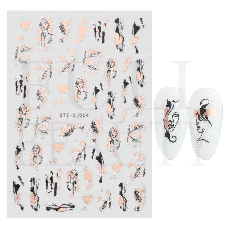 Полоски граффити, наклейки для ногтей для женщин, украшения для дизайна ногтей, розовое золото, абстрактная линия, весенний 3D слайдер для маникюра, лака для татуировок