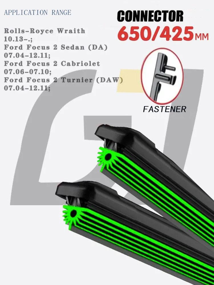 26"+17" Side Pin 17 Frameless Wipers, Quiet 11-Layer Rubber Blades for European Compact Hatchbacks